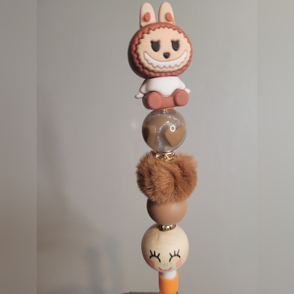 Labubu lead pencil. Handmade. Brown.